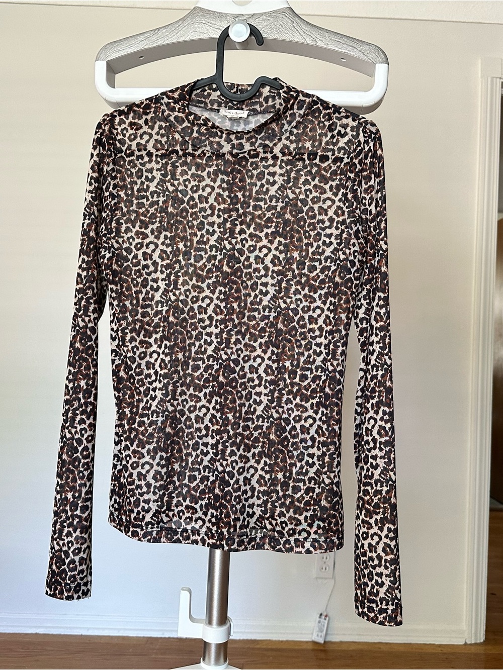 Hem & Thread Leopard Print Long Sleeve Top - Brown and Cream